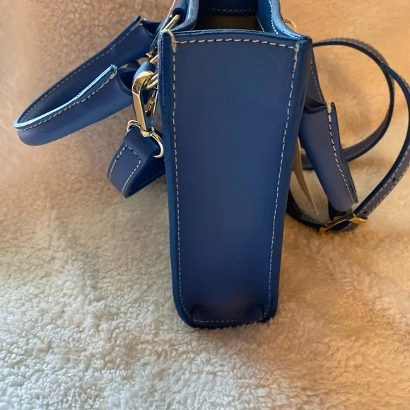 Bellissimo Anna Paola Leather Made in Italy Crossbody Handbag color Blue NWT - Picture 5 of 9
